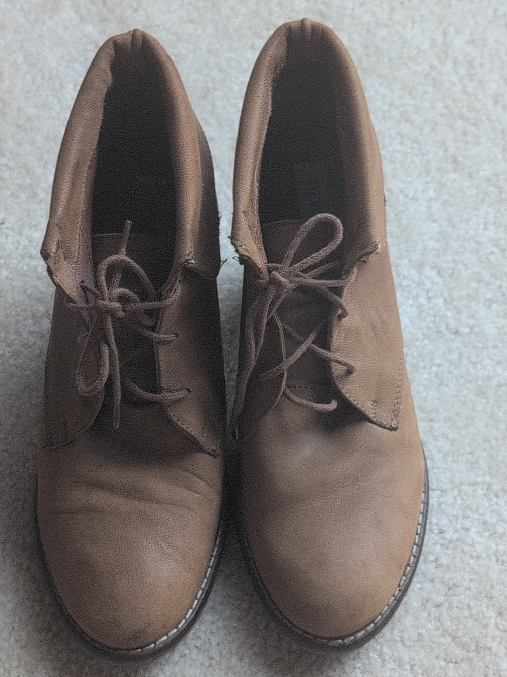 Women's Brown Lace-Up Leather Ankle Shoes